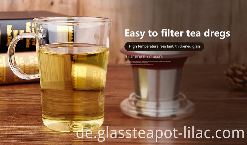 Lilac Free Sample 480ml / 500ml Hersteller Großhandelslieferant benutzerdefinierte Tasse Grüntee Luxus Klarglasbecher mit Deckel und Infuser